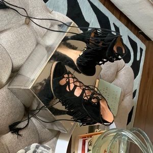 Sigerson Morrison Black Suede lace up bootie